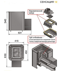 Печь банная Везувий Сенсация 12 Антрацит (220)
