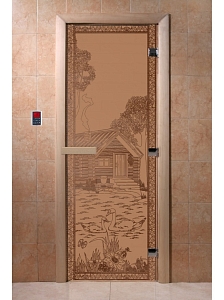 Дверь для сауны DoorWood (ДорВуд) "Банька в лесу" (бронза матовая) 1700х700