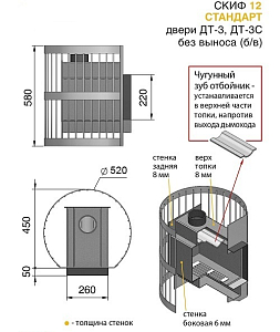 Печь банная Везувий Скиф Стандарт 12 (ДТ-3С) б/в